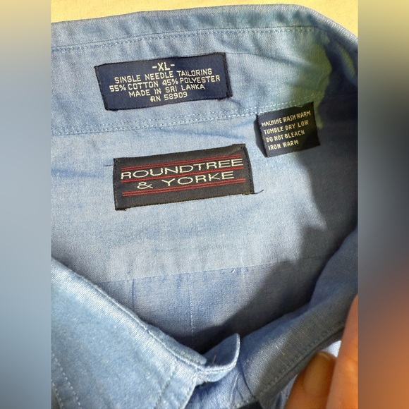 ROUNDTREE & YORKE Men’s blue short sleeve button down shirt w/epaulets size XL - Picture 8 of 10